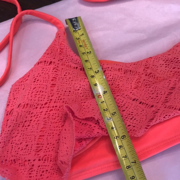 🪷 Xhiliration 2-pc bohemian neon bikini remvble pads halter top buckle close - Picture 11 of 12